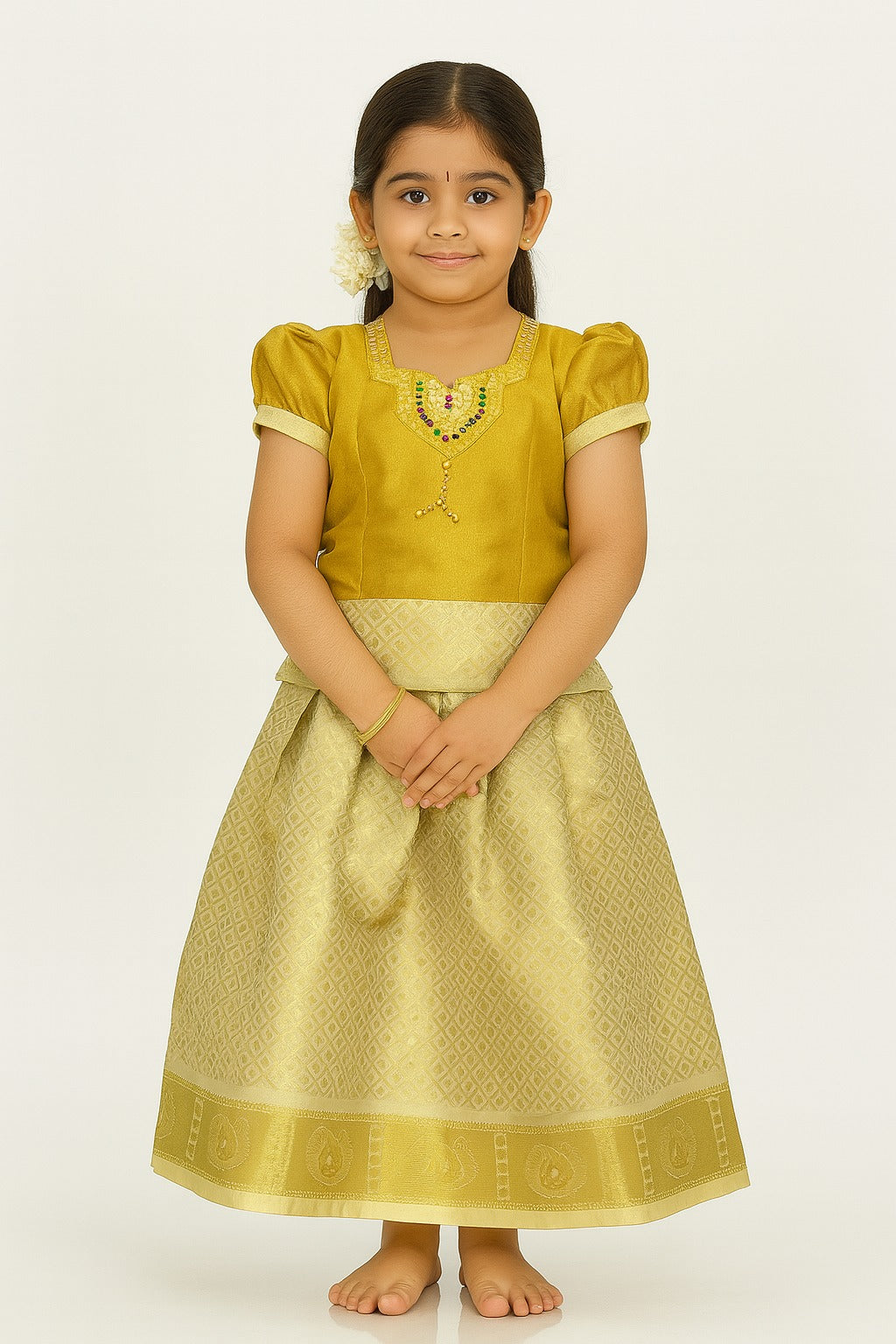 Golden Silk Pattu Pavadai Set for Girls Traditional South Indian Dre Inayah Fashion Golden Silk Pattu Pavadai Set for Girls Traditional South Indian Dre Inayah Fashion