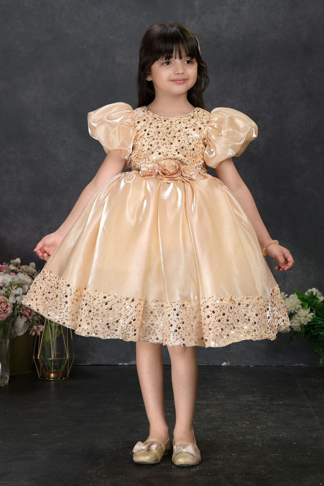 Birthday Golden Bloom Sequin Party Dress for Girls-Birthday Dresses fo Inayah Fashion Birthday Golden Bloom Sequin Party Dress for Girls-Birthday Dresses fo Inayah Fashion