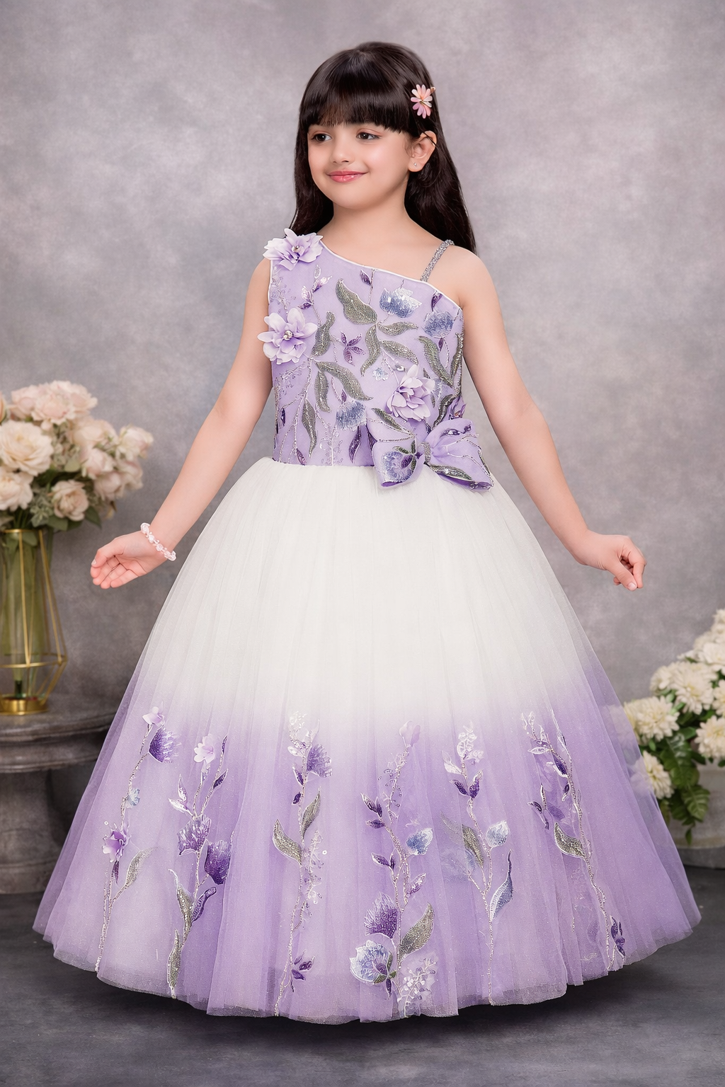 Lavender Floral Princess Party Gown for Girls Elegant Embroidered Tu Inayah Fashion Lavender Floral Princess Party Gown for Girls Elegant Embroidered Tu Inayah Fashion