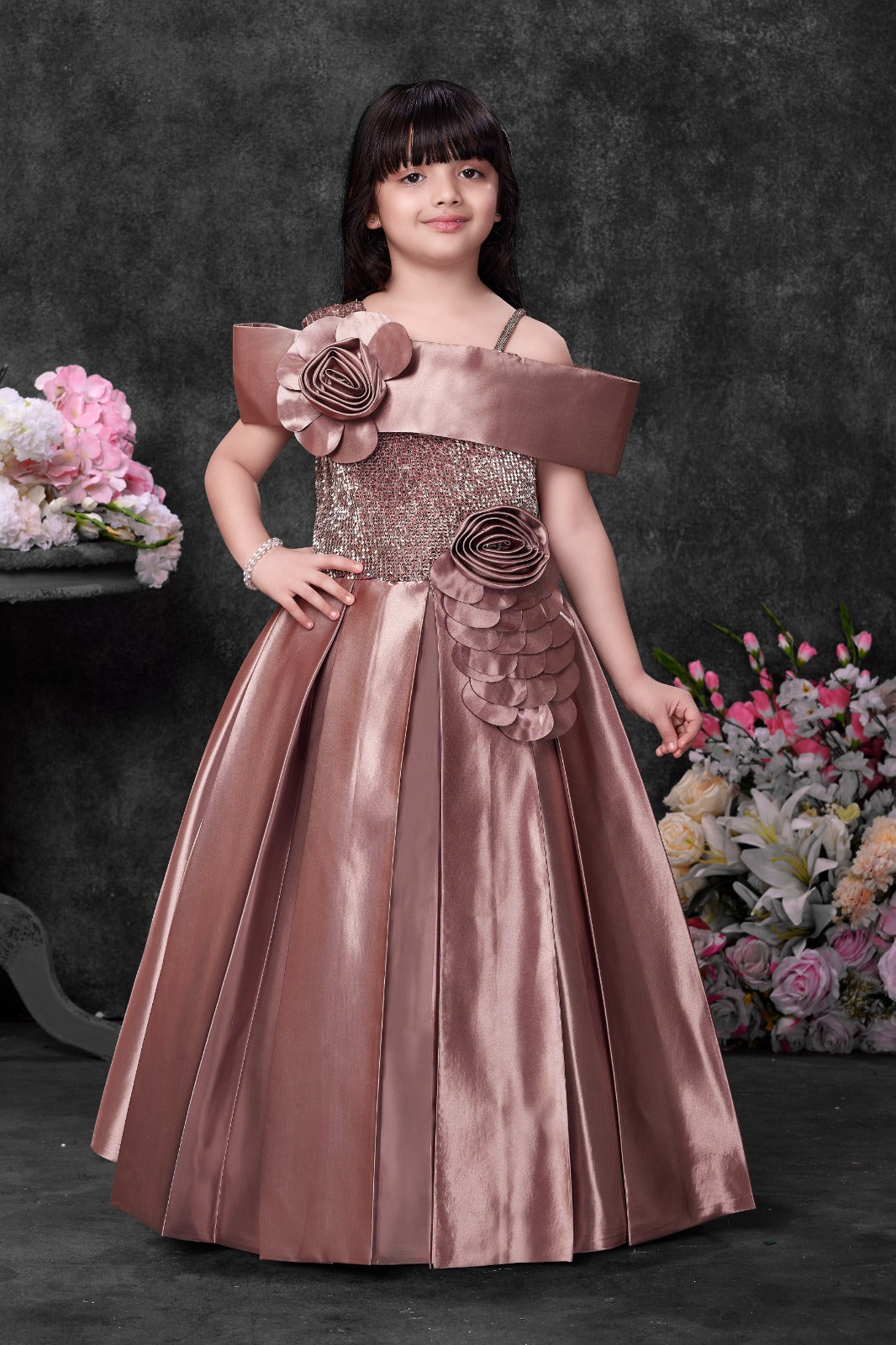 Girls Birthday Gown | Rose Gold Glam Dress Inayah Fashion Girls Birthday Gown | Rose Gold Glam Dress Inayah Fashion