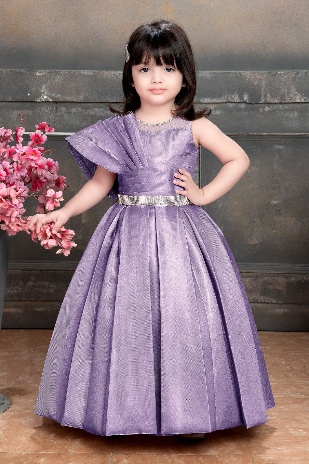 Lavender One-Shoulder Gown for Girls – Elegant Party Wear Dress – Inayah  Fashion
