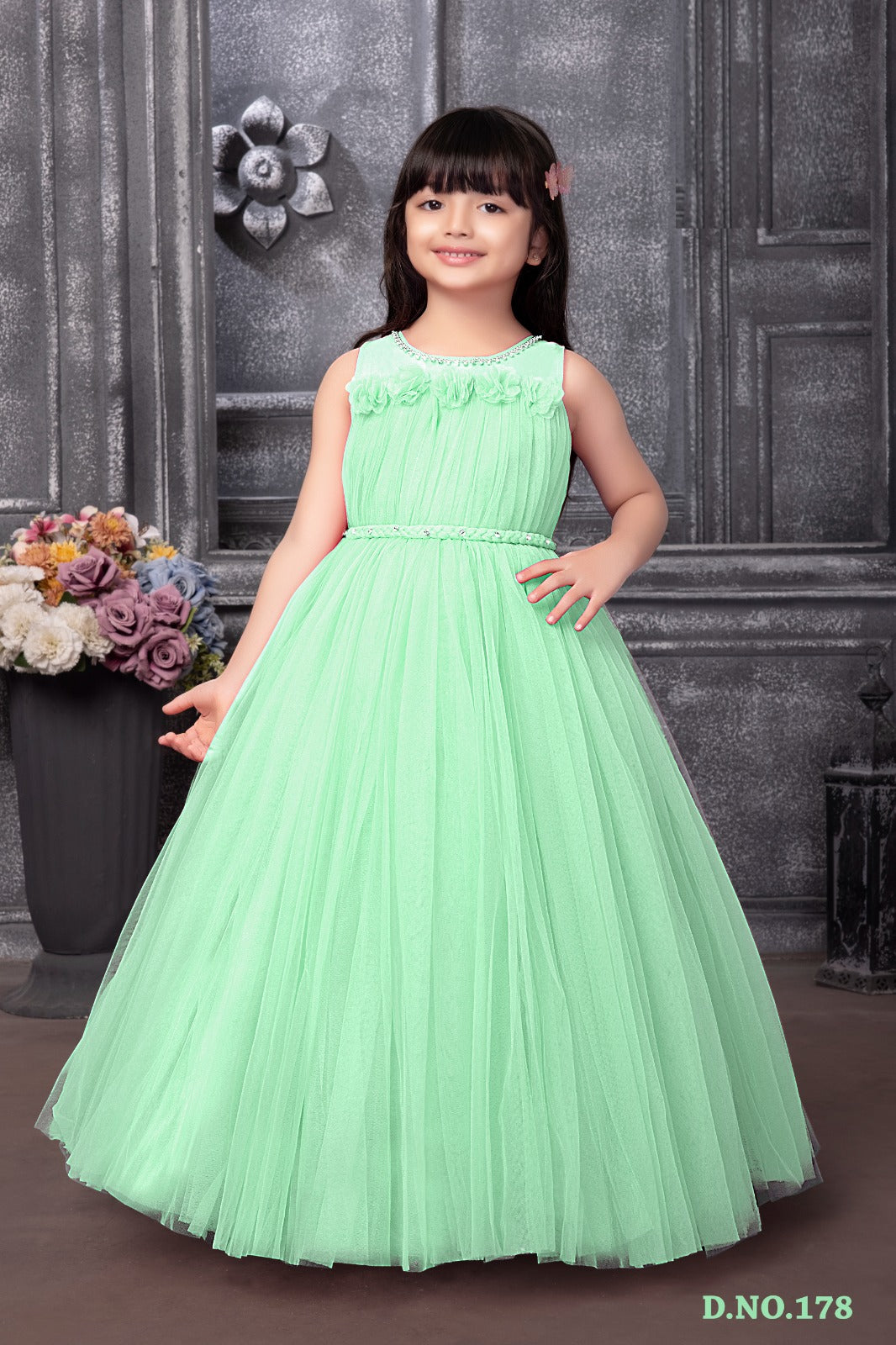 Mint Green Party Gown for Girls | Inayah Fashion