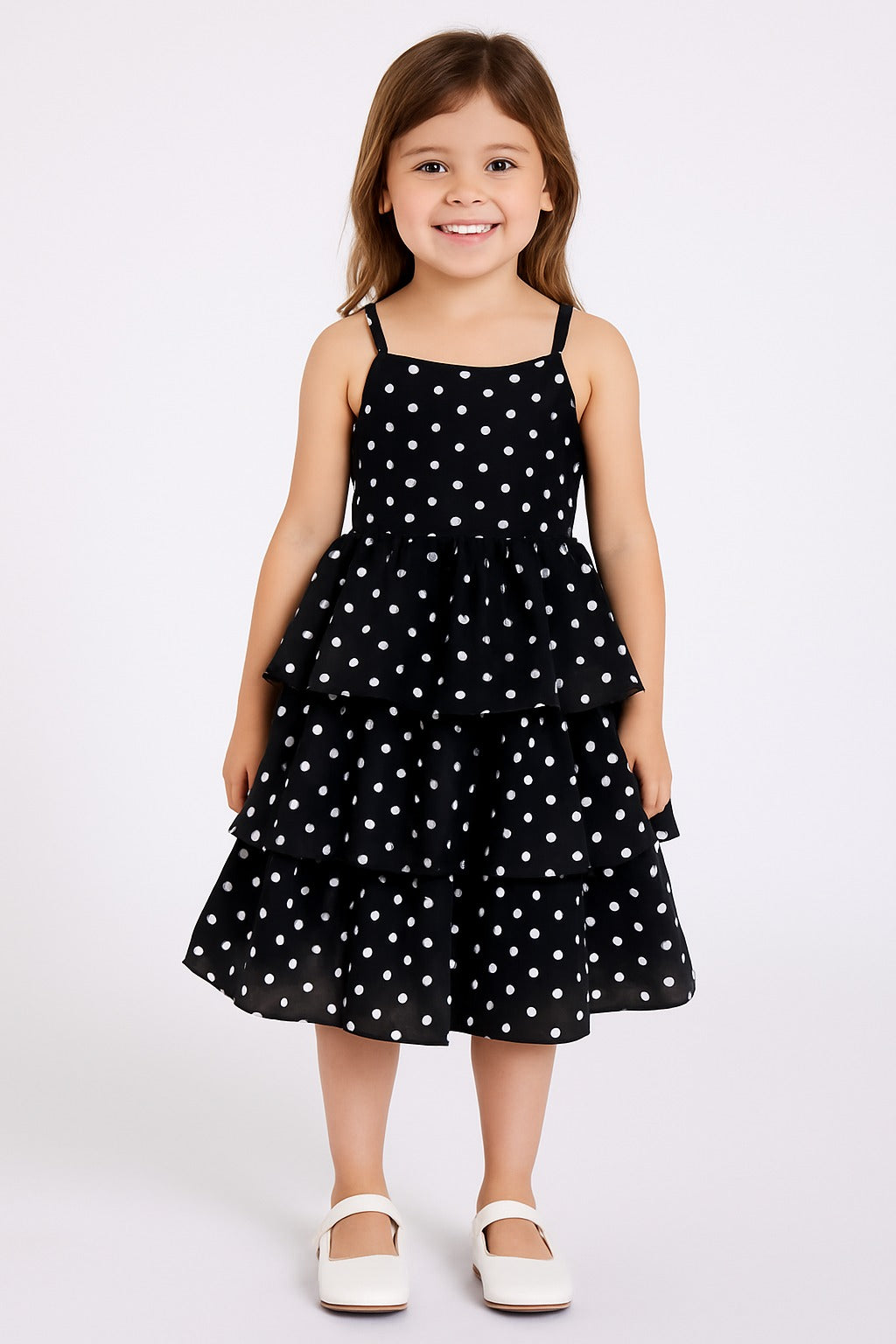 Black Polka Dot Layered Frock for Girls – Sleeveless Summer Dress – Inayah  Fashion