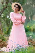 Blush pastel pink hue Serenity Belted Flare Dress - Inayah Fashion