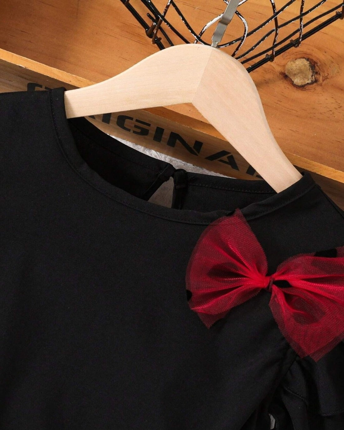 Adorable Black and Red Heart Mesh Dress for Girls - Inayah Fashion