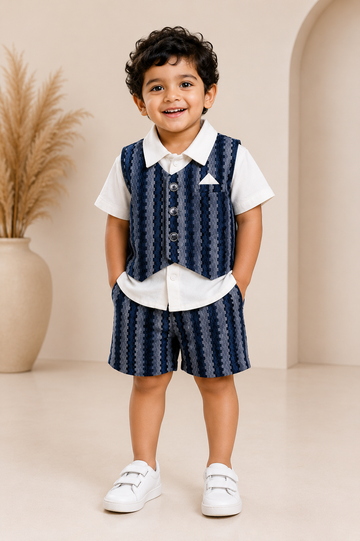 Royal Blue Gentleman Waistcoat Co-Ord Set for Baby Boys