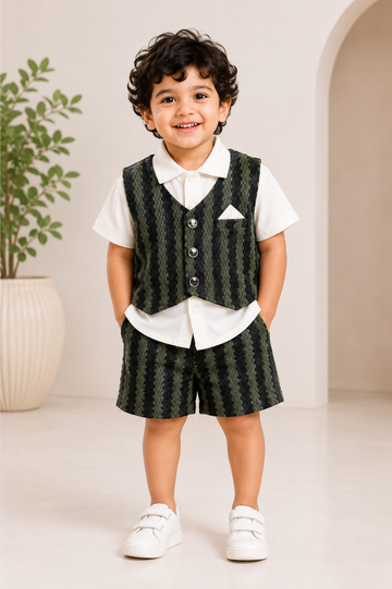 Olive Royale Waistcoat Party Set for Baby Boys