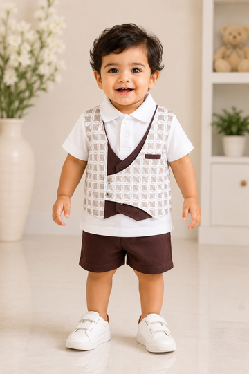 Gentleman Style Waistcoat Co-Ord Set for Baby Boys