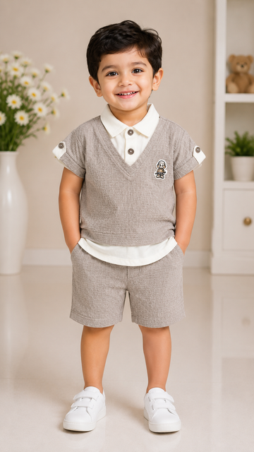 Sandstone Elite Layered Co-Ord Set for Baby Boys