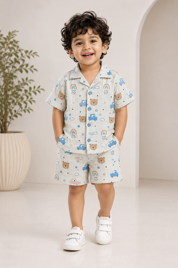 Little Rainbow Adventure Cotton Co-Ord Set for Baby Boys