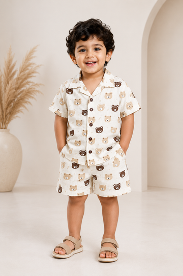 Teddy Bear Bliss Cotton Co-Ord Set for Baby Boys