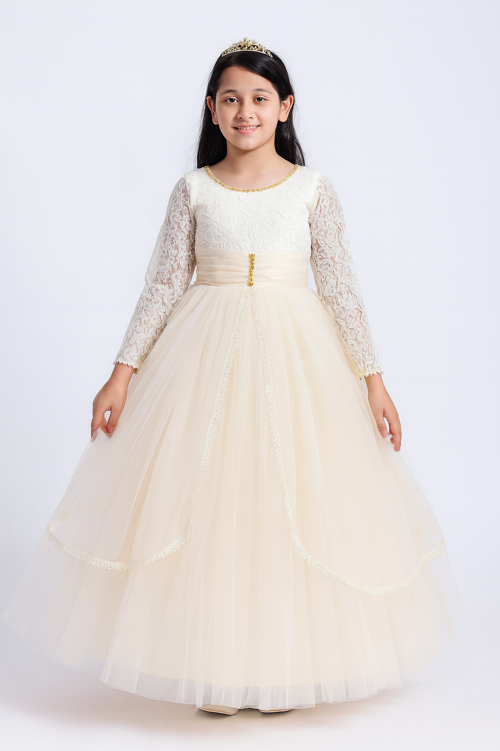 Ivory lace princess gown for girls