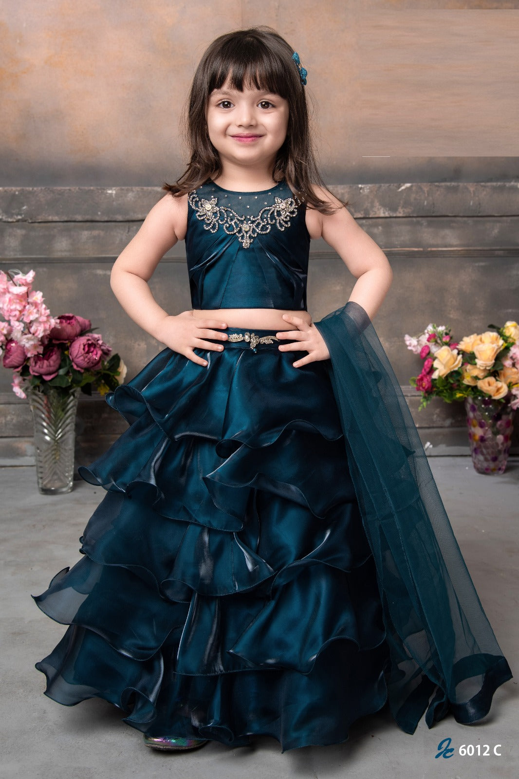 Elegant Party Wear Birthday Party Multi Layered Flower Dress - Inayah Fashion