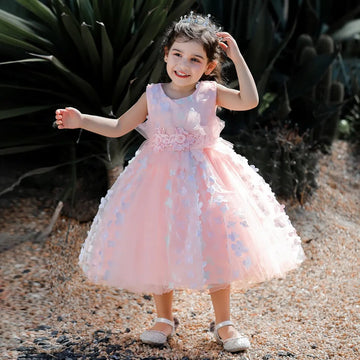 Blush Petal Princess Party Dress for Girls-Birthday dress for girls