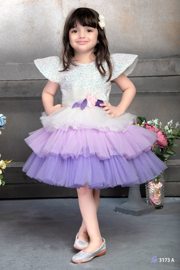 Elegant Multi Layered Party wear Applique Sleeveless Party Dress - Inayah Fashion