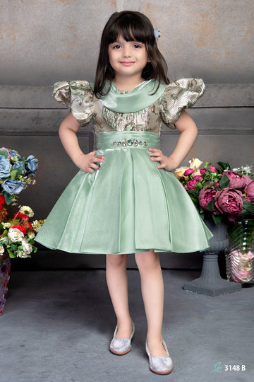 Elegant Multi Layered Party wear Applique Sleeveless Party Dress - Inayah Fashion