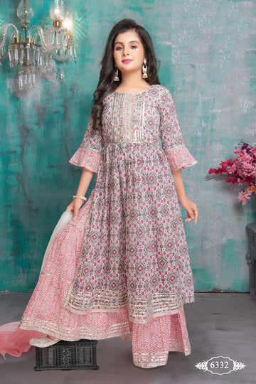 Stylish Pink Ethnic Kurti with Sharara Set for Girls – Festive & Occasion Wear - Inayah Fashion