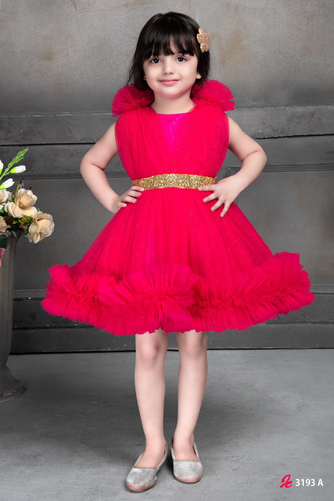 Elegant Multi Layered Party wear Applique Sleeveless Party Dress - Inayah Fashion