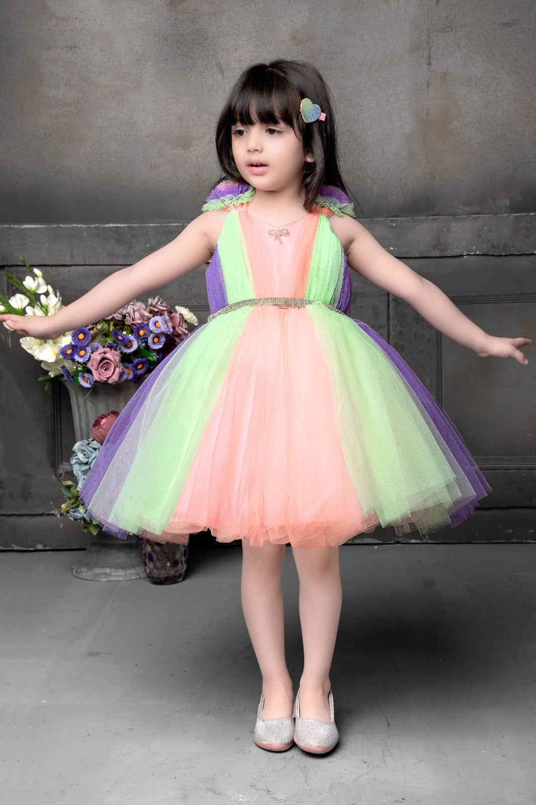Magical Multi-Color Fairy Tulle Frock with Glitter Wings for Girls - Inayah Fashion