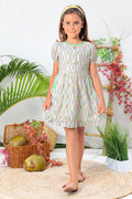 Colorful Geometric Print Puff Sleeve Summer Dress for Girls - Inayah Fashion