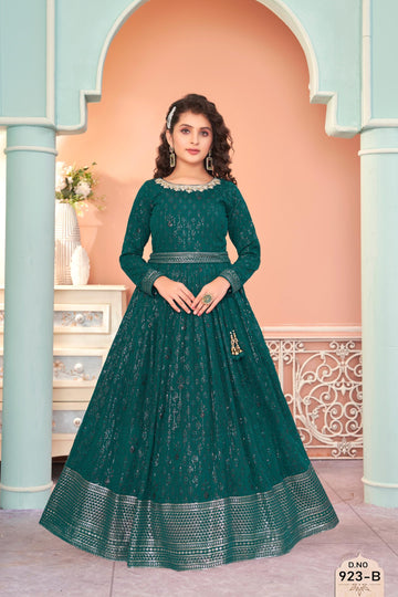 Regal Emerald Splendor Embroidered Premium Partywear - Inayah Fashion