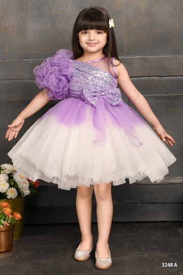 Lavender ombre one-shoulder princess party dress for girls