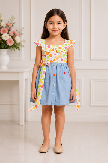 Girls’ Candy Print Ruffle Frock Dress-kids wear India