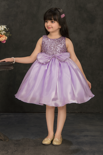 Lavender Sparkle Bow Party Dress for Girls-Birthday dress for girls