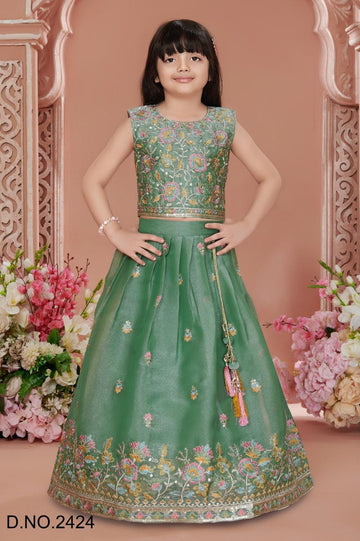 Emerald Green Embroidered Festive Lehenga Set