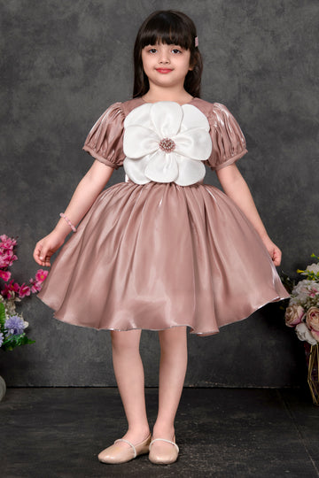 Rose gold flower designer party dress for girls