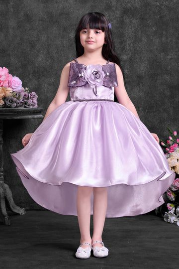 Girls Lavender Satin High-Low Party Dress-Soft elegance with a princess touch-luxury kids dresses