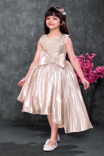 Girls champagne gold high-low party dress