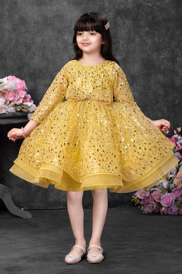 Girls golden sequin party dress