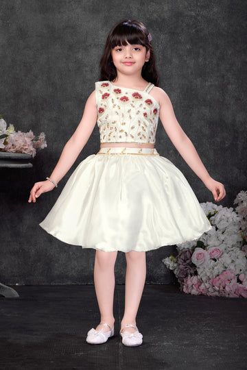 Girls ivory floral party dress