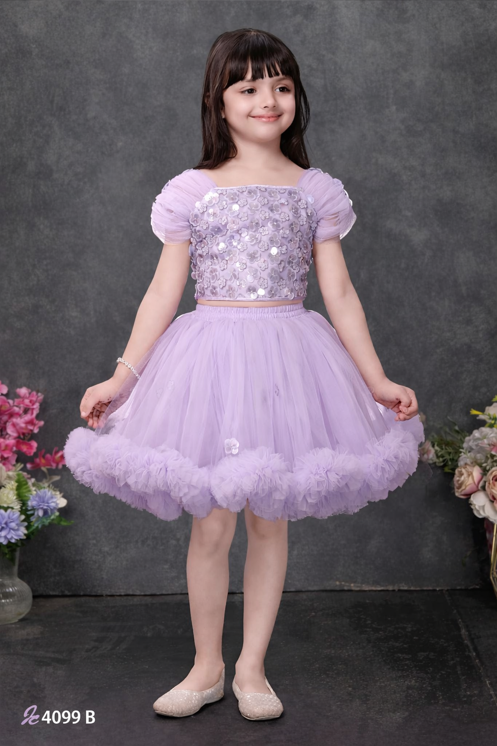 Lavender sequin princess party dress for girls