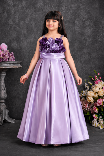 Lavender Blossom Princess Gown for Girls-Fancy gown for girls