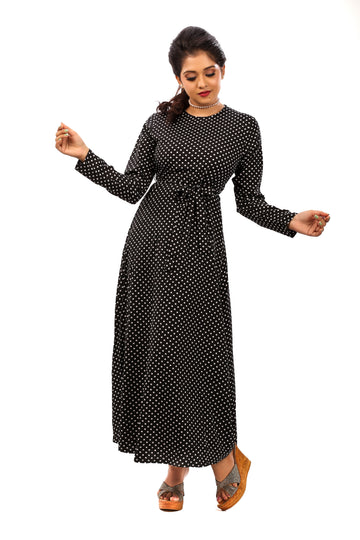 Women's Black Polka Dot Maxi Dress