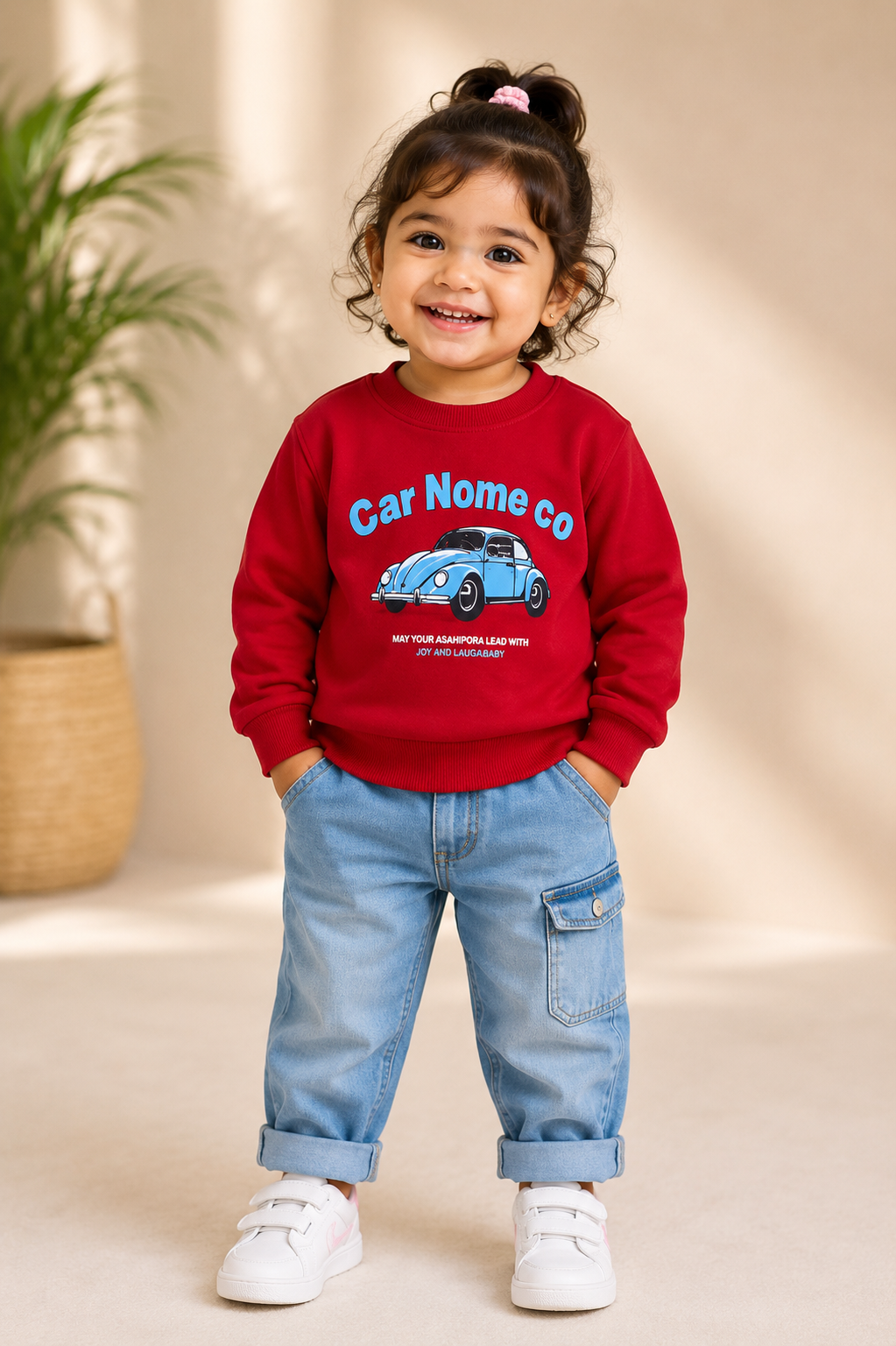 Girls Red Vintage Car Graphic Sweatshirt