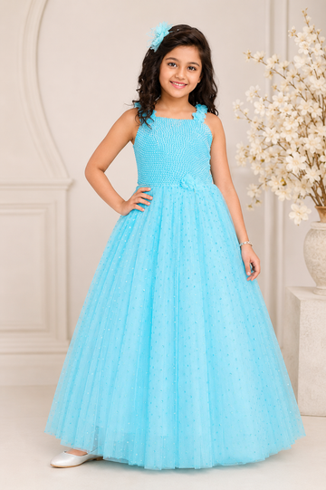 Blue Party Wear Long Dress for Girls