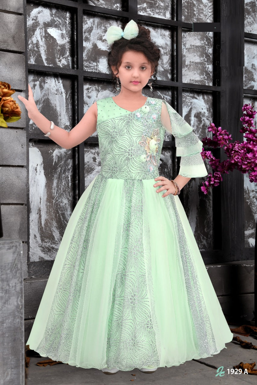 Mint Green Sparkle Gown – Grace in Every Twirl! - Inayah Fashion