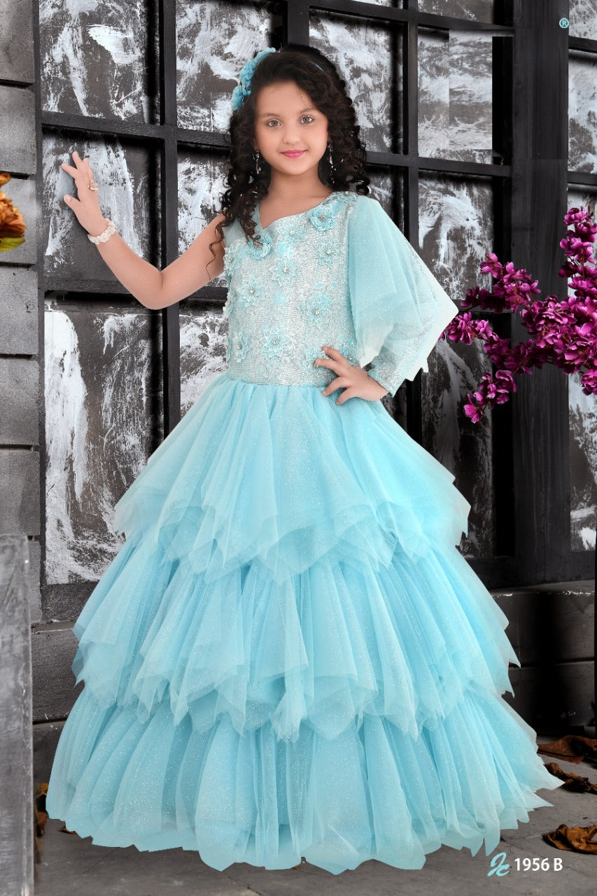 Sparkling Sky-Blue Princess Gown - Inayah Fashion