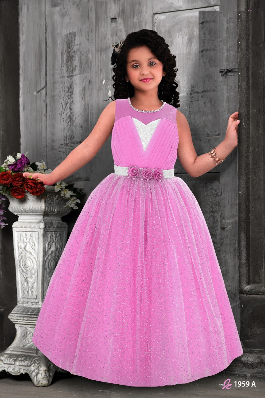 Lilac princess Ball Gown with Floral Belt - Inayah Fashion
