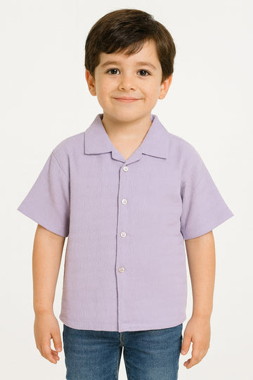Boys Lavender Half Sleeve Shirt Stylish Casual and Party Wear - Inayah Fashion