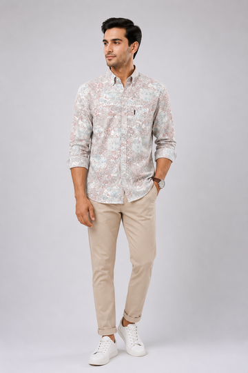 Men’s Pastel Abstract Printed Casual Shirt