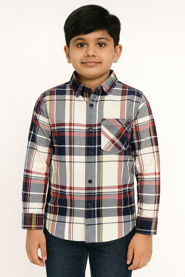 Boys Multicolor Checked Full Sleeve Shirt Stylish Casual and Party Wear Shirt - Inayah Fashion