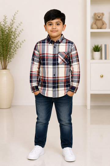 Boys multicolour checked full-sleeve casual shirt
