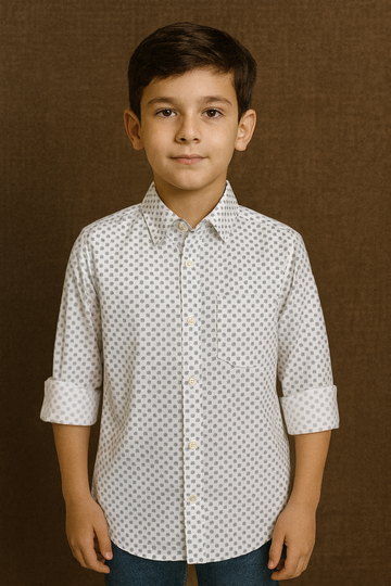 White Printed Full Sleeve Shirt Stylish Casual and Party Wear Shirt - Inayah Fashion