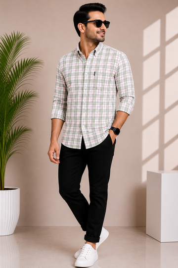 Men's Soft Pastel Check Casual Shirt