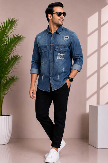 Men's Urban Distressed Denim Shirt