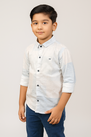 Light Pastel Blue Casual Cotton Shirt for Boys